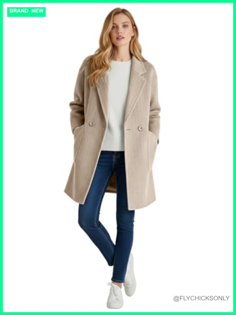 Womens Pea Coat Herringbone Notch Lapel Quilted Lined Mid-Long Winter Jacket